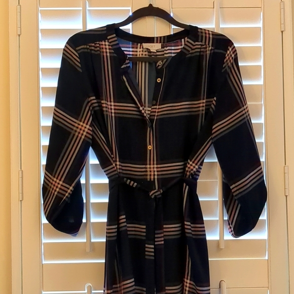 LOFT Dresses Loft Plaid Shirt Dress Poshmark